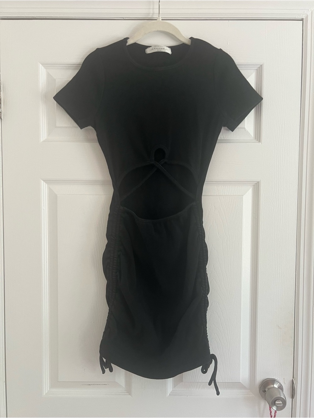 Black Cutout Short-Sleeve Mini Dress
